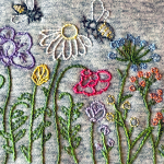 embroidered sweatshirt, custom embroidery, hand embroidered flowers, botanical embroidery