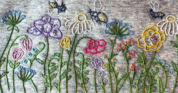 embroidered sweatshirt, custom embroidery, hand embroidered flowers, botanical embroidery
