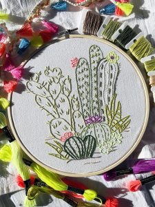 Desert Botanical Hand Embroidered Cotton Table Linen