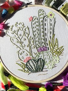 Desert Botanical Hand Embroidered Cotton Table Linen