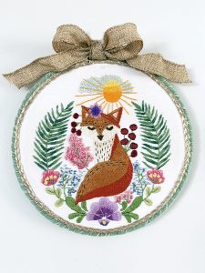Charming Fox Hand Embroidered Hoop Decor
