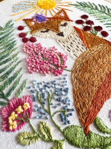 Charming Fox Hand Embroidered Hoop Decor