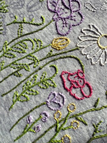 hand embroidered sweatshirt, floral embroidery, custom embroidery, hand embroidery