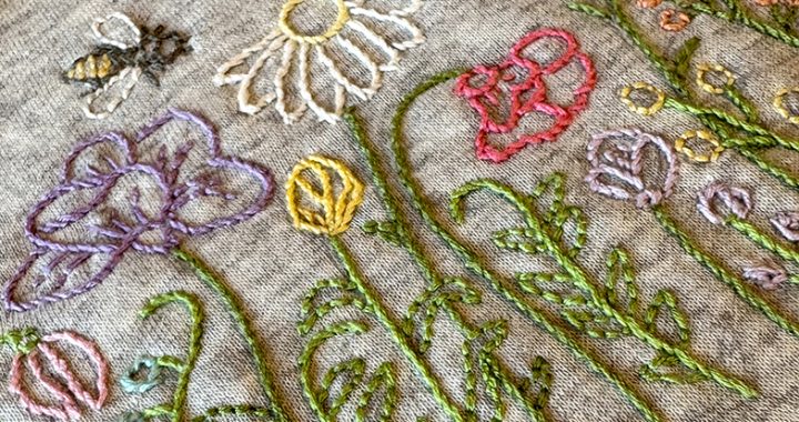 hand embroidered sweatshirt, floral embroidery, custom embroidery, hand embroidery