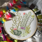 cactus embroidery, custom embroidery, botanical embroidery, embroidered gifts, embroidered heirlooms