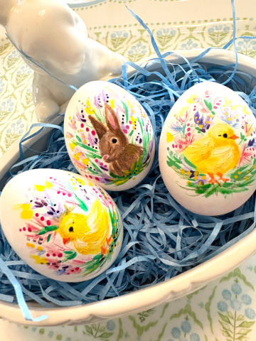 hand painted easter eggs, custom painted decor, painted by hand