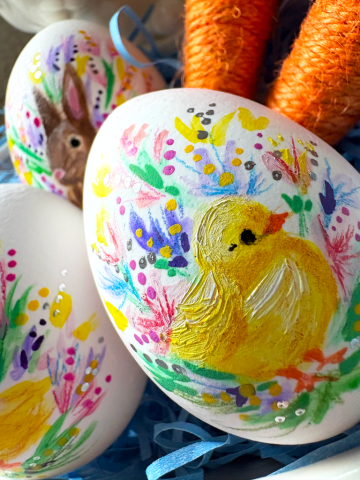hand painted easter eggs, custom painted decor, painted by hand