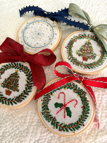 hand embroidery, custom embroidery, christmas embroidery, holiday embroidery, embroidery gifts