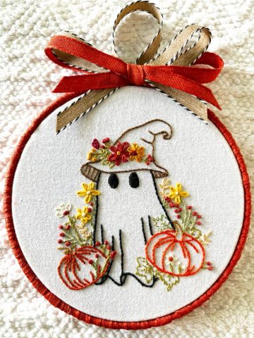 Custom Hand Embroidery, Halloween Embroidery, Cotton Embroidery, Embroidered Ghost, Latrobe, Greensburg, PA