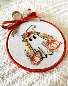 Custom Hand Embroidery, Halloween Embroidery, Cotton Embroidery, Embroidered Ghost