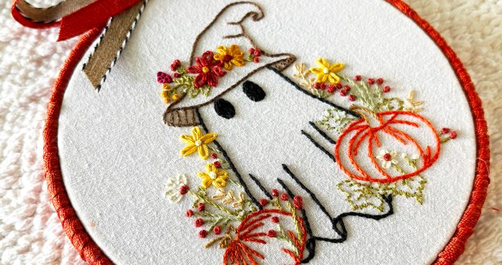 Custom Hand Embroidery, Halloween Embroidery, Cotton Embroidery, Embroidered Ghost