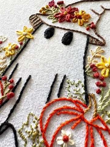 Custom Hand Embroidery, Halloween Embroidery, Cotton Embroidery, Embroidered Ghost, Latrobe, Greensburg, PA