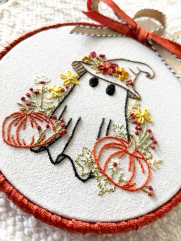 Custom Hand Embroidery, Halloween Embroidery, Cotton Embroidery, Embroidered Ghost, Latrobe, Greensburg, PA