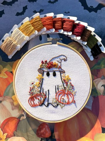 Custom Hand Embroidery, Halloween Embroidery, Cotton Embroidery, Embroidered Ghost, Latrobe, Greensburg, PA