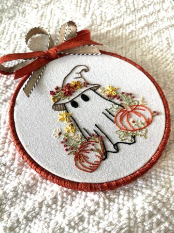 Custom Hand Embroidery, Halloween Embroidery, Cotton Embroidery, Embroidered Ghost, Latrobe, Greensburg, PA