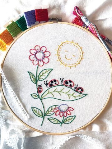 embroidery gifts, hand embroidered spring dish towels, local embroidery, latrobe, greensburg PA, cotton embroidery, heirloom embroidery