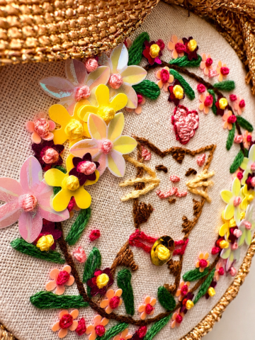 hand embroidery, hand embroidered cat