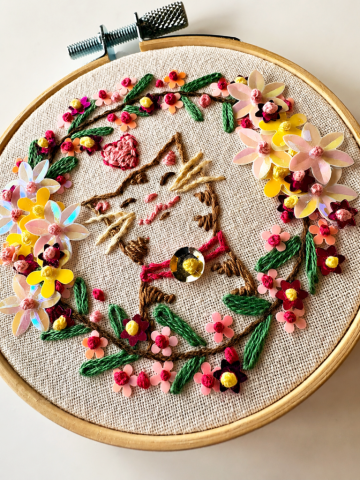 hand embroidery, vintage embroidery, cat embroidery