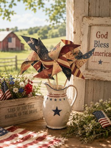 Patriotic Pinwheels for Vintage Style Summer Decorating Patriotic Pinwheels for Vintage Summer Decorating