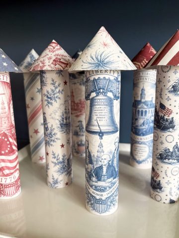 The Williamsburg Collection: Vintage Historic Paper Rockets depicting Betsy Ross, Libery Bell, Virginia Convention