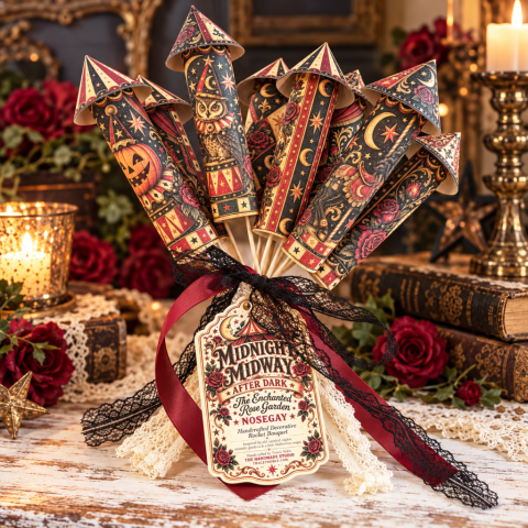 Midnight Midway: After Dark — The Enchanted Rose Garden Paper Rocket Nosegay Midnight Midway: After Dark — The Enchanted Rose Garden Paper Rocket Nosegay