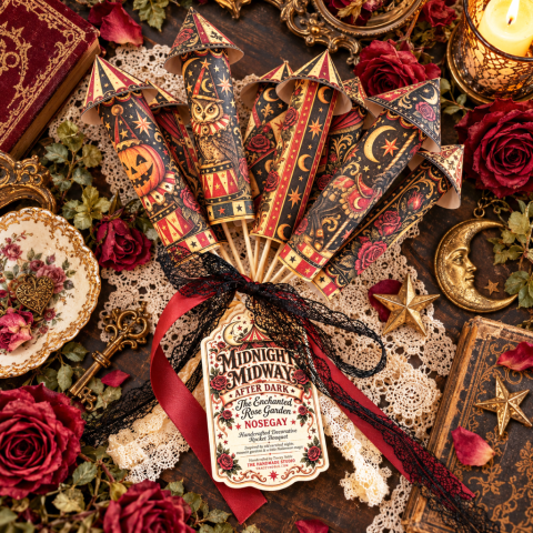 Midnight Midway: After Dark — The Enchanted Rose Garden Paper Rocket Nosegay Midnight Midway: After Dark — The Enchanted Rose Garden Paper Rocket Nosegay