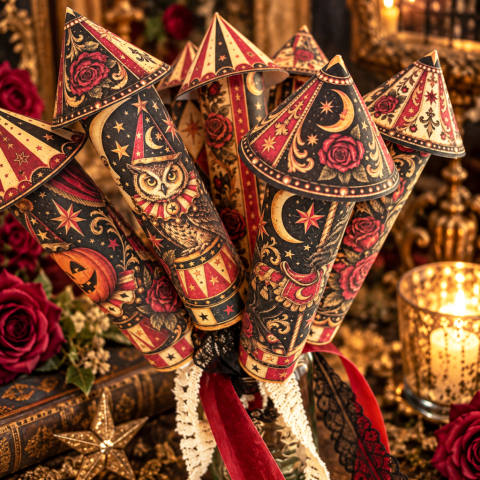 Midnight Midway: After Dark — The Enchanted Rose Garden Paper Rocket Nosegay Midnight Midway: After Dark — The Enchanted Rose Garden Paper Rocket Nosegay