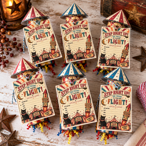Midnight Midway Carnival Rocket Invitations Midnight Midway Carnival Rocket Invitations