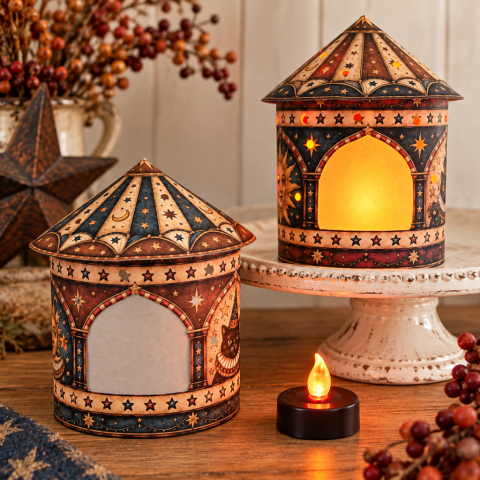 The Midnight Midway Handmade Paper Lantern by Tracey Noble