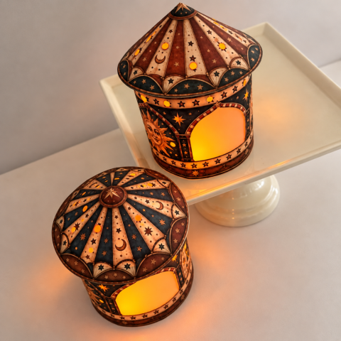 The Midnight Midway Handmade Paper Lantern by Tracey Noble