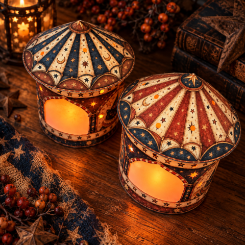 The Midnight Midway Handmade Paper Lantern by Tracey Noble