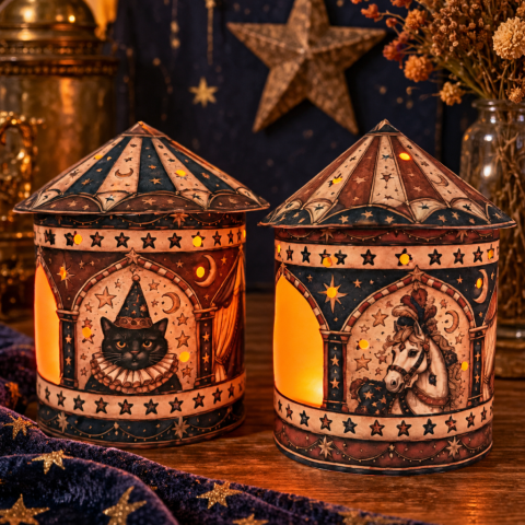 The Midnight Midway Handmade Paper Lantern by Tracey Noble