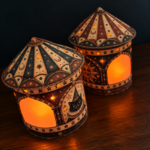 The Midnight Midway Handmade Paper Lantern by Tracey Noble