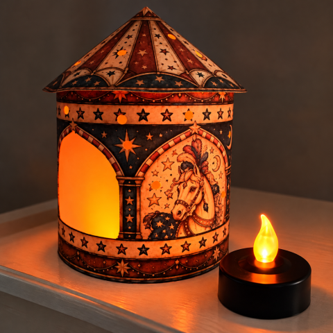 The Midnight Midway Handmade Paper Lantern by Tracey Noble