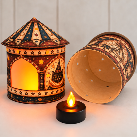 The Midnight Midway Handmade Paper Lantern by Tracey Noble